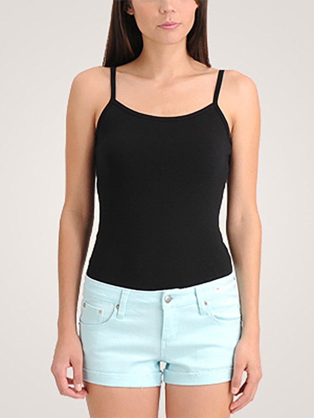Forever 21 Black Basic Cami Bodysuit Adjustable Spaghetti Straps Sz Small S